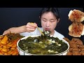 뜨끈한 소고기 미역국에 고봉밥 말아서 떡갈비, 김치 먹방