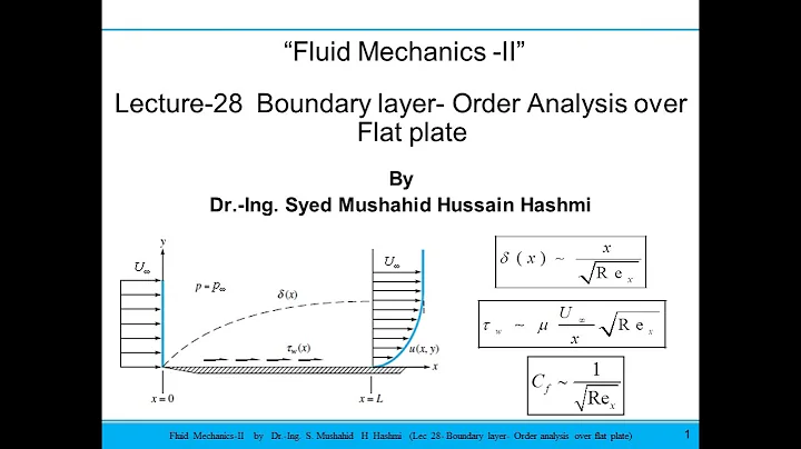 Fluid Mechanics | Lecture 28 | Boundary layer | Order analysis | Flat plate | Scale analysis