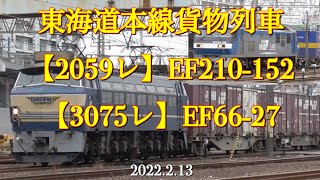 東海道本線貨物列車【2059レ】【3075レ】［2022.2.13］