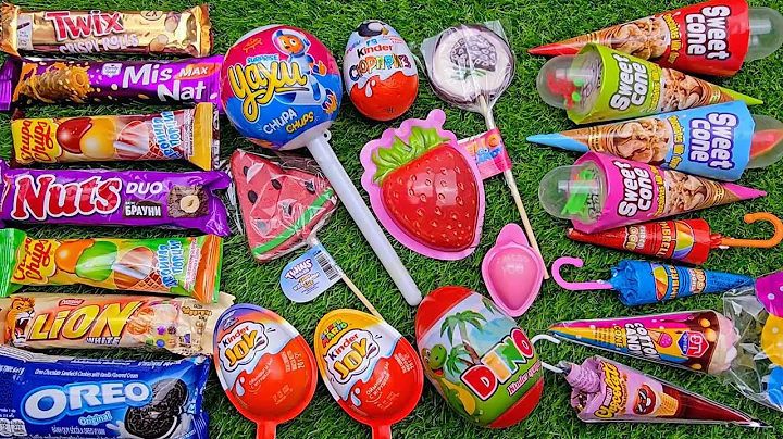 ASMR Most Popular Candys / some lots of colorful rainbow lollipop candy / unpacking chocolate eat