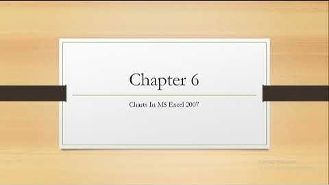 Class VII (Computer)  Chapter 6 - Charts In MS EXCEL 2007