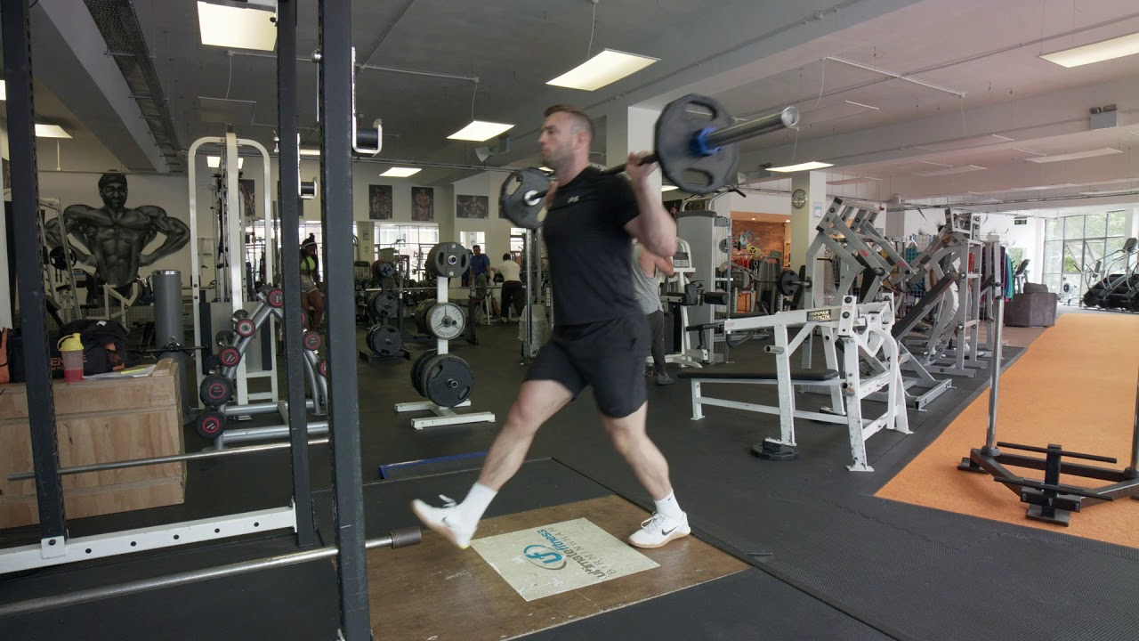 Barbell Lunges on the Spot - YouTube