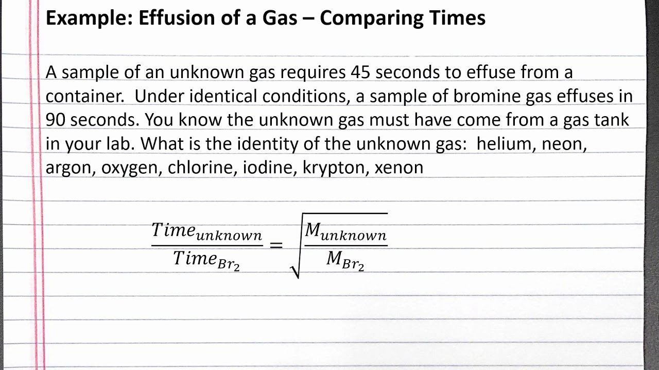 CHEM 101: Effusion of a Gas - Comparing Times - YouTube