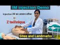 Im injection demo sites landmarks using z technique practical nursing exams