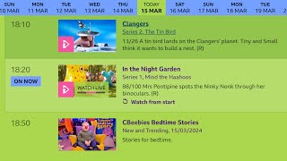 Today’s Cbeebies Bedtime Hour Schedule