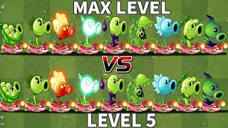 Plants Vs Zombies 2 All Pea MAX LEVEL Vs LEVEL 5-That Team Plant Will Win? PvZ 2