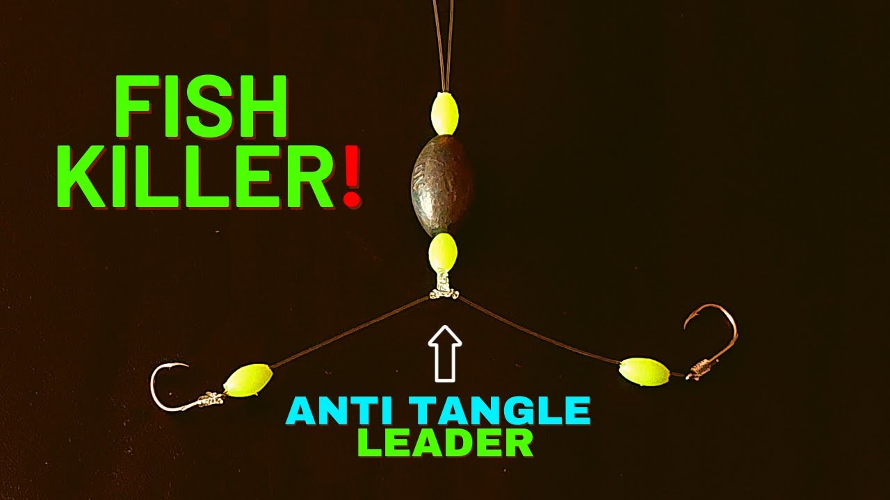 Bottom Fishing Rig Setup with Anti Tangle Leader Knot and Two Hooks