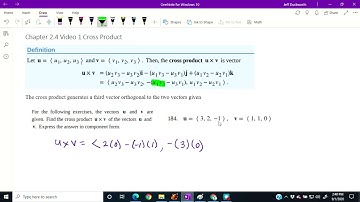 Calculus 3 Chapter 2 4 Video 1 Cross Product
