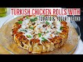 Turkish Chicken Phyllo Rolls With Tomato & Yogurt Sauce "Tavuklu Yufka Mantısı"