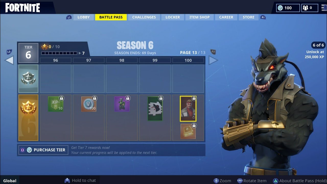 All Season 6 Battle Pass Rewards In Fortnite Mobile Youtube 