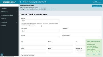 Data Entry the First Night with AttendanceTracker (InterestTracker Training Series)