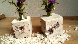 DIY Beton-Vase mit Deko Glas Steinen