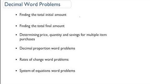Decimal Word Problems