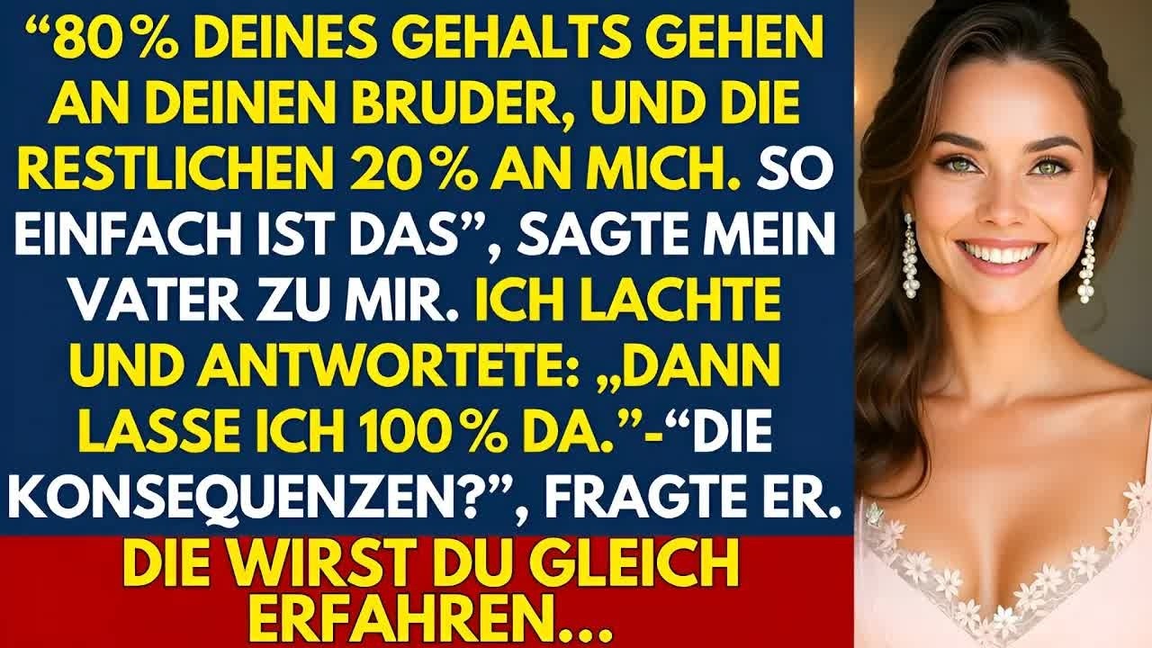 ＂80 % deines Gehalts gehen an deinen Bruder, und die restlichen 20 % an mich … ganz einfach“, sa