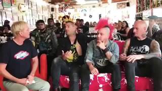 Jake Casualty wardrobe malfunction during interview. The Casualties at Doctor Strange Records