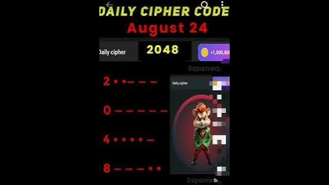 24 August daily cipher _ code For 1 m coins | Hamster Kombat Daily Cipher | 24 August daily cipher