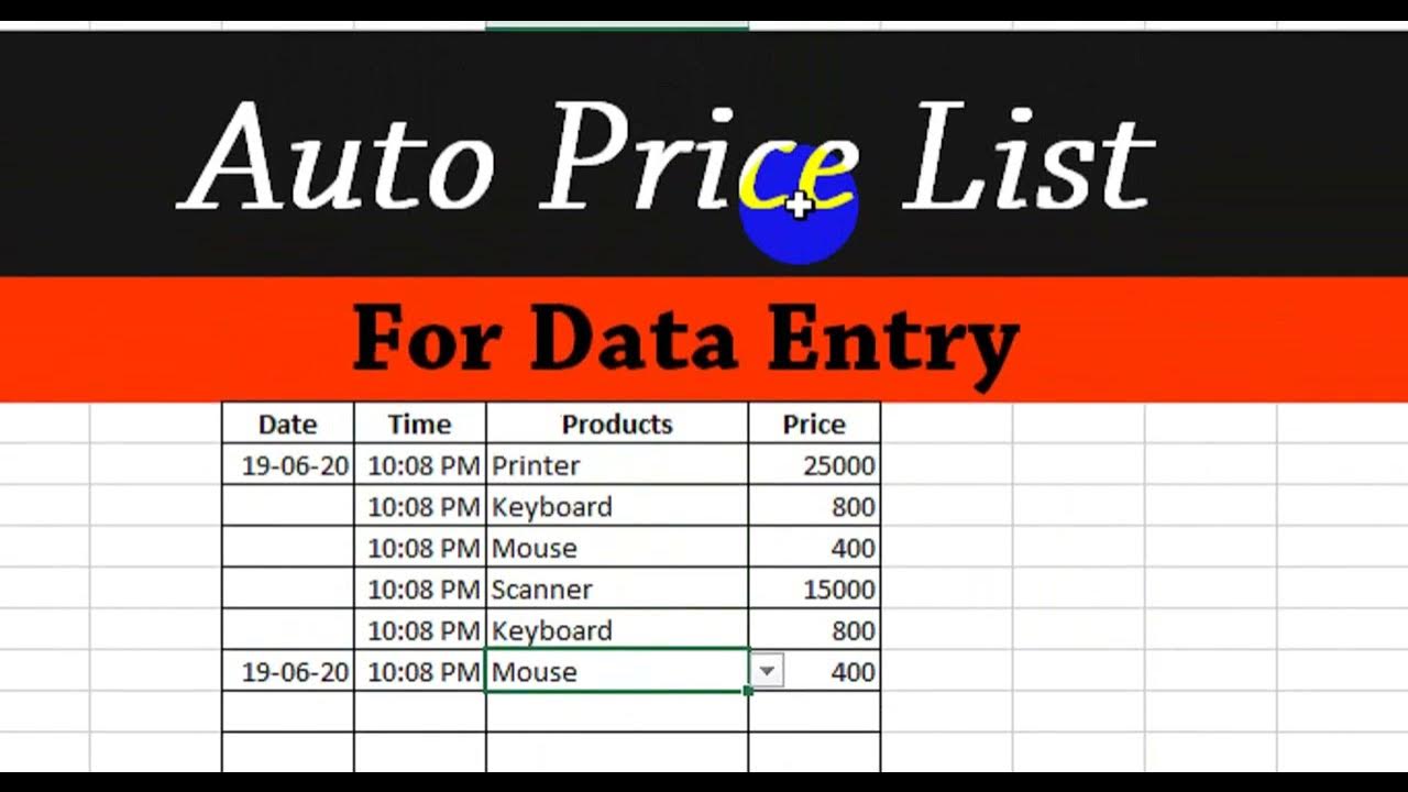 How to Create an Auto Price List in Excel YouTube