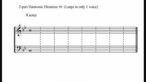 2 Part Harmonic Dictation #6:  8 notes (Leaps in only 1 voice)