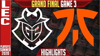 G2 vs FNC Highlights Game 3 | LEC GRAND FINAL Playoffs Summer 2020 | G2 vs FNC G3