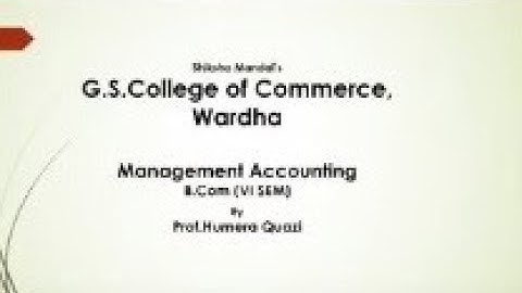B.Com Sem 6 - Management Accounting (Hindi) - Lecture 3