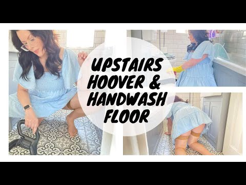 Clean With Me | Hoover Upstairs & Hand wash Floor | Kate Berry