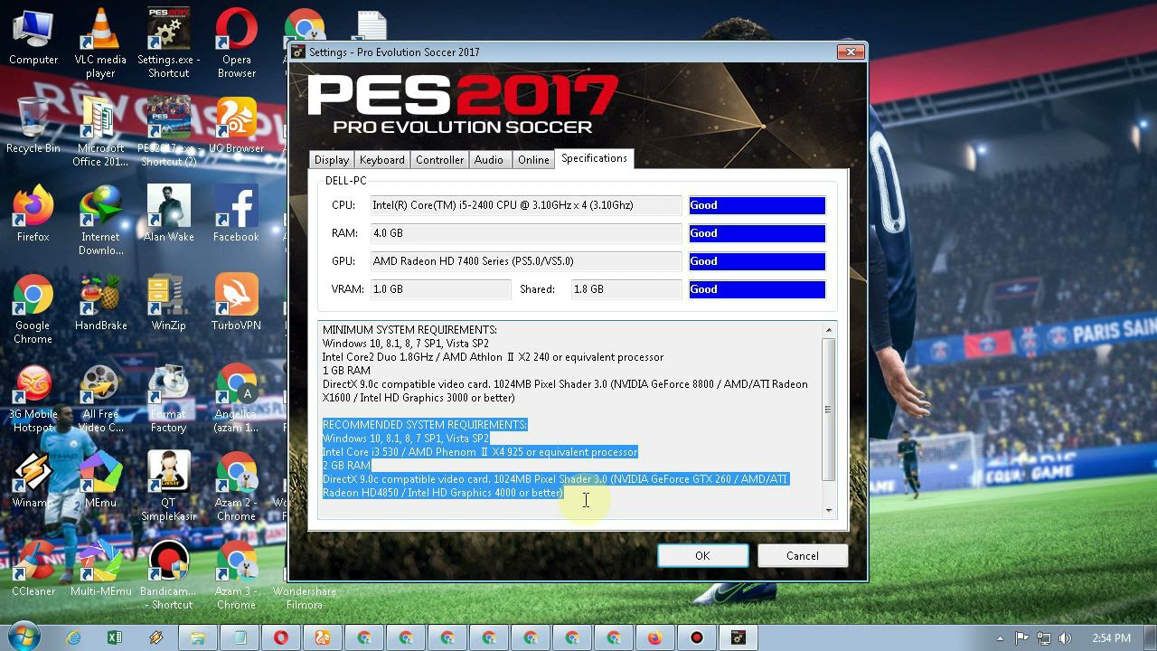 SPESIFIKASI PC PES 2017 | MINIMUM DAN RECOMENDED REQUIREMENTS - YouTube