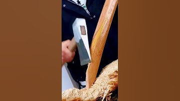 cool technique for cutting a hoe stem with a sharp axe #shorts