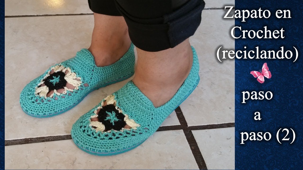 ZAPATO PARA DAMA en crochet A 1 de 2 - YouTube