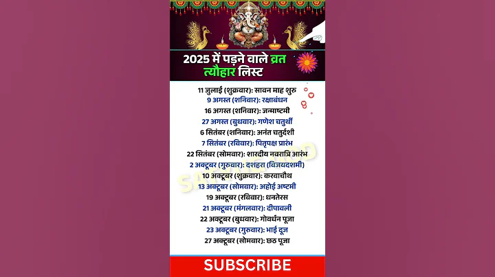 2025 Festival list: 2025 के सारे व्रत-त्यौहार | Hindu Calender 2025 | व्रत त्यौहार संपूर्ण तिथियाँ