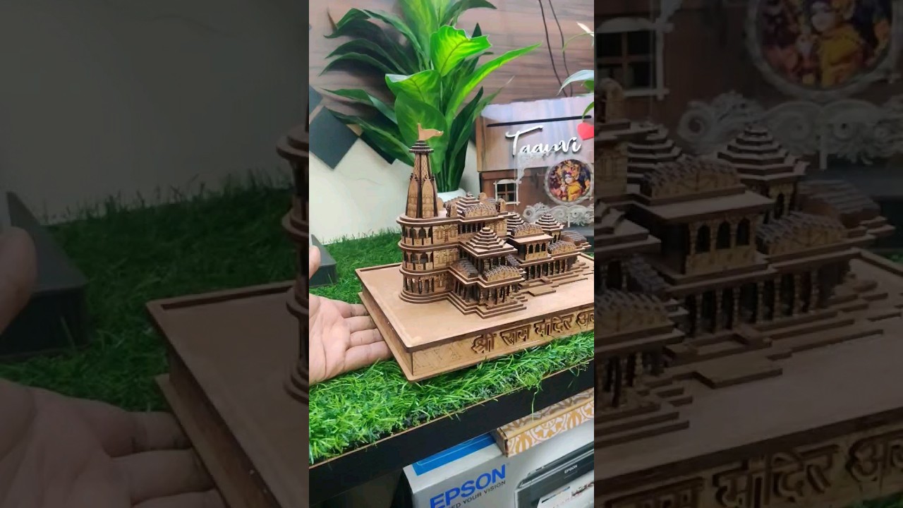 Jai shree Ram wooden Ram mandir 3D temple model size 12*8 inch wholesale price 