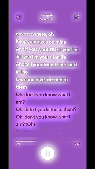 renegade #notmysound #spedup #lyrics #renegade #aaryanshah #suggestion @luvwnbinx2