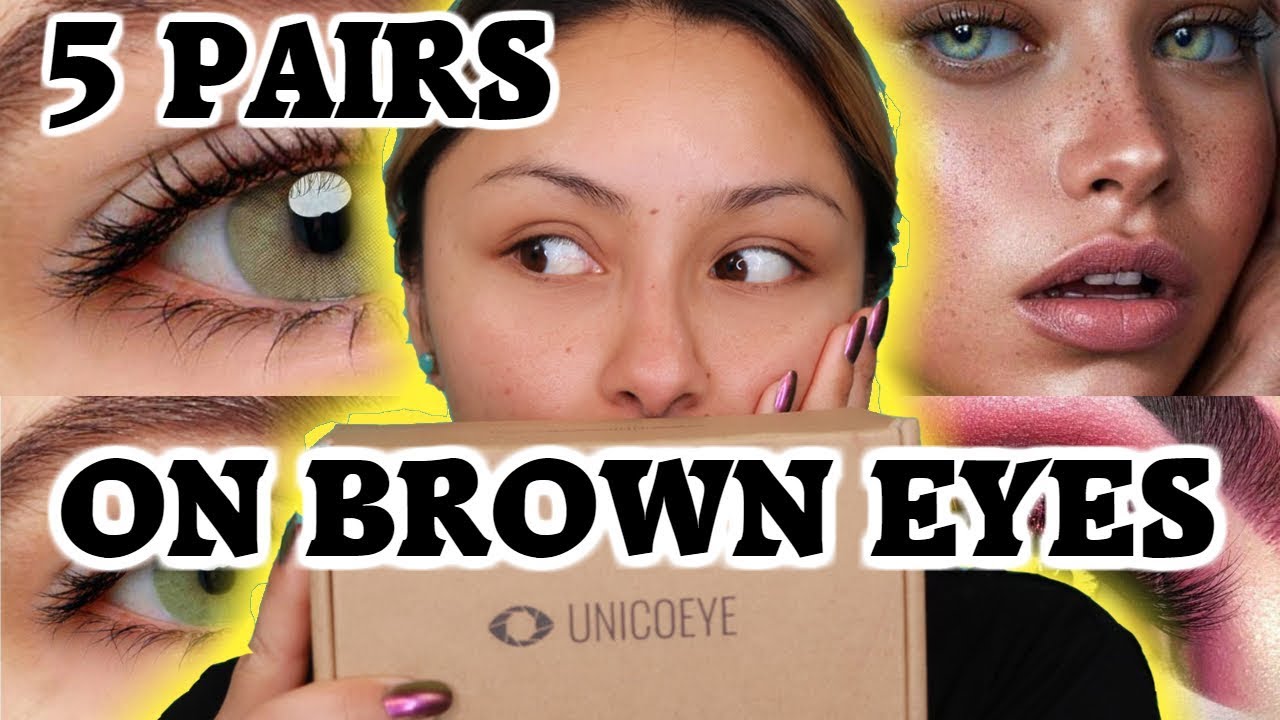 UNICOEYE CONTACT LENS REVIEW 5 PAIRS ON BROWN EYES - YouTube.