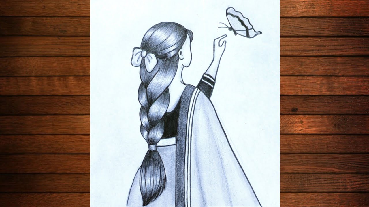 How to Draw a Girl with Butterfly -Drawing easy || Pencil sketch for beginner || Girl drawing