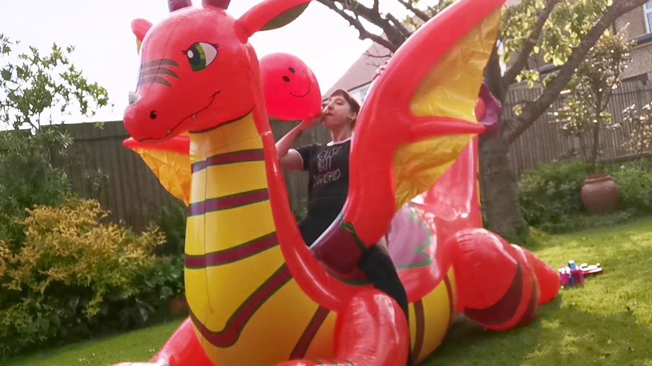 B2p balloon while riding on inflatable Dragon