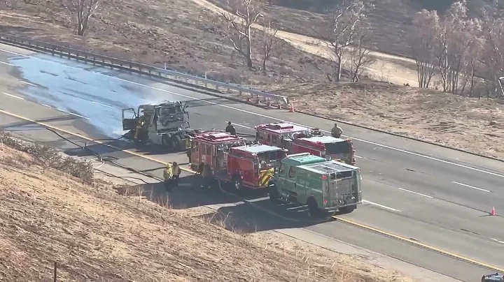 Suspected stolen big-rig cab catches fire on I-5 following pursuit