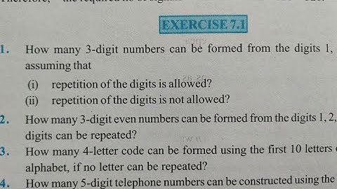 11th (NCERT) MATHEMATICS | PERMUTATION AND COMBINATION EXERCISE 7.1 SOLUTION | CHAPTER 7 CLASS 11