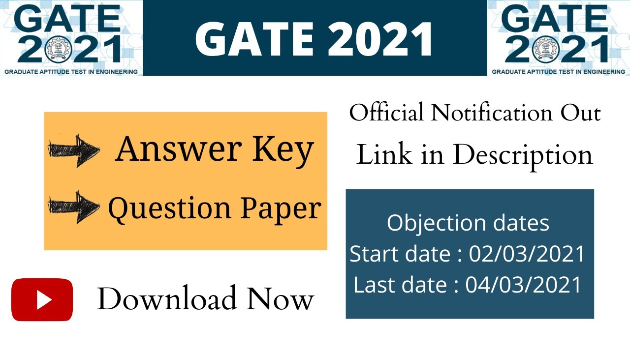 GATE 2021 |Answer Key|Question Paper|Response Sheet| Download Now| JOBs gPS | Official Notification