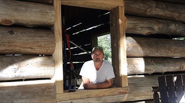 Cutting out the last Window in the Log Cabin.