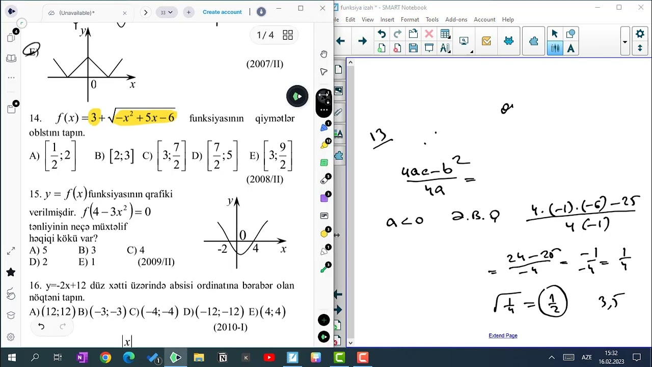Funksiya mövzusundan imtahanlara düşmüş suallar