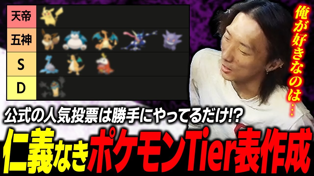 【雑談】公式の人気投票は勝手にやってるだけとのたまう どぐらによるポケモン人気Tier表がこちらです