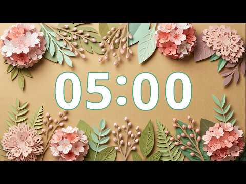5 Minute Timer — Paper Craft Cherry Blossom + Soft Bell | Spring Vibes, Gentle Break, No Music