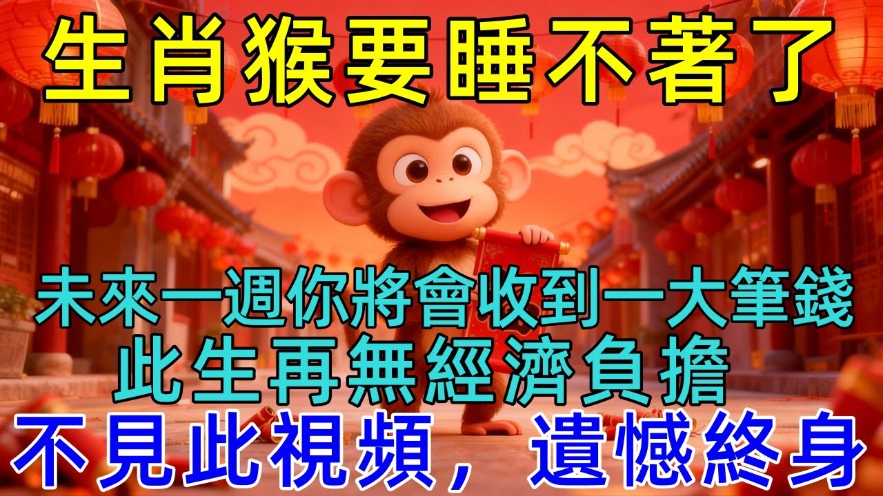 生肖猴要睡不著了，未來一週你將會收到一大筆錢，此生再無經濟負擔！12月家有屬猴的請接財！不見此視頻，遺憾終身！#生肖运势#佛陀#佛學 #佛法 #佛教 #修行 #智慧 #因果 #佛家  #佛學知識