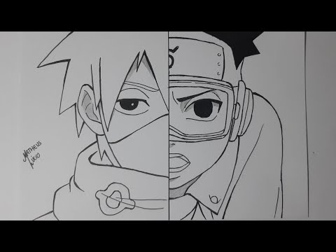 Desenhando o kakashi e o obito desenho com ironia e humor #humor #dese