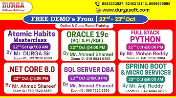 New Batches in Online & Class Room Training @ DURGASOFT