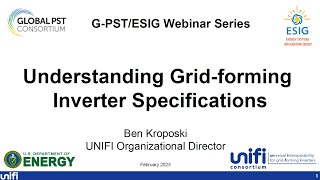 GPST/ESIG Webinar Series: Understanding Grid forming Inverter Specifications