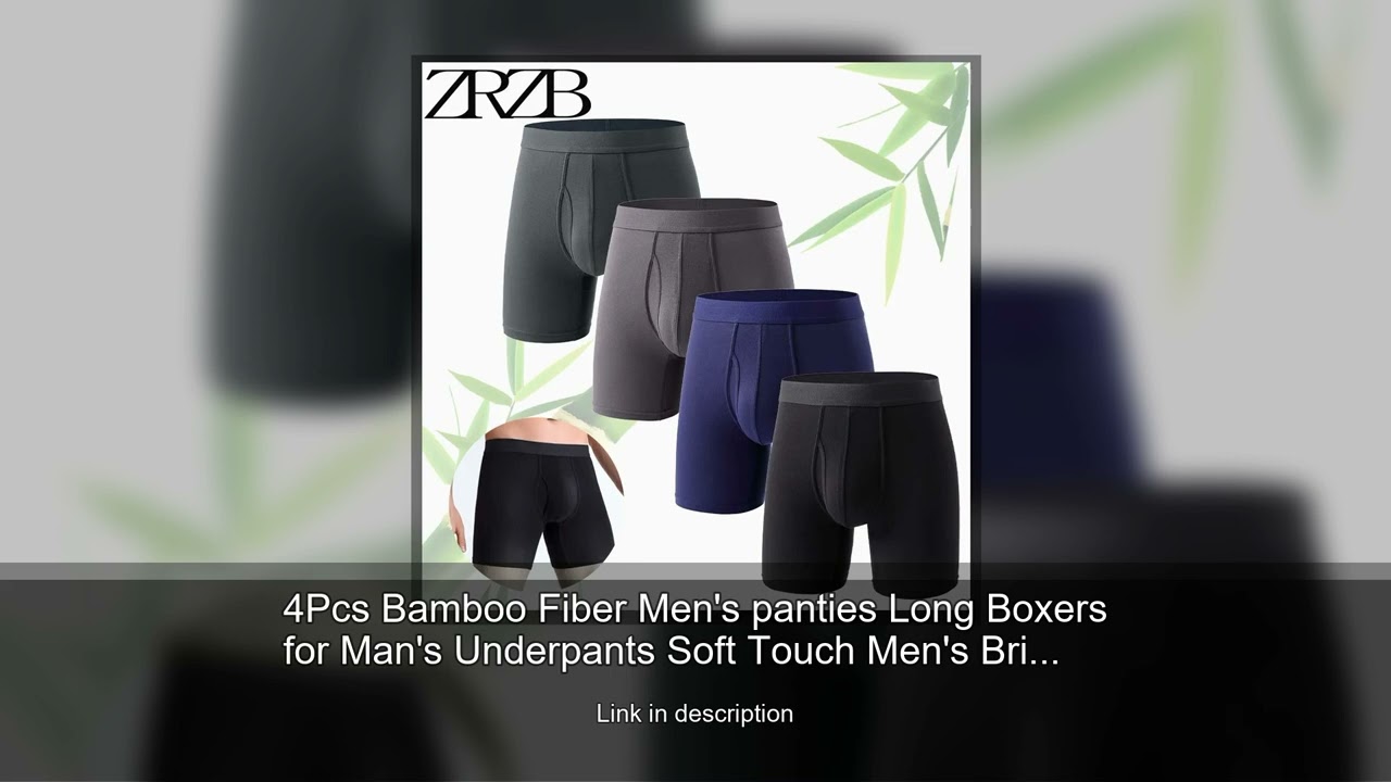 4Pcs Bamboo Fiber Men's panties Long Boxers for Man's Underpants Soft Touch Men's Briefs U Pouc