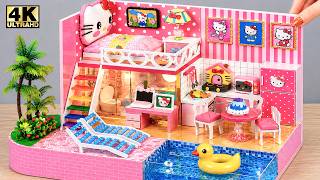 DIY Miniature House ❤️ Make Modern Simple Pink House with Loft Bedroom & Mini Pool for Two