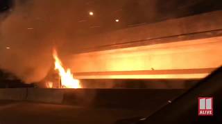 Fire briefly burns under I-85 in same spot as infamous collapse