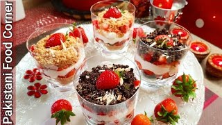 No bake Strawberry Cheesecake | Oreo Cheesecake in Glass | Recipe by Pakistani Food Corner