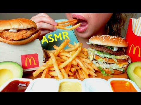 *No Talking* ASMR McDonald's Big MAC Cheeseburger, Fries, & Chicken Sandwich 먹방 Eating Sounds